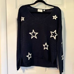 V neck pullover sweater with stars
